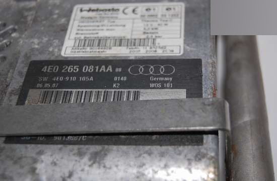 AUDI A8 WEBASTO АВТОНОМНЫЙ ОТОПИТЕЛЬ 4E0265081AA, фото 3