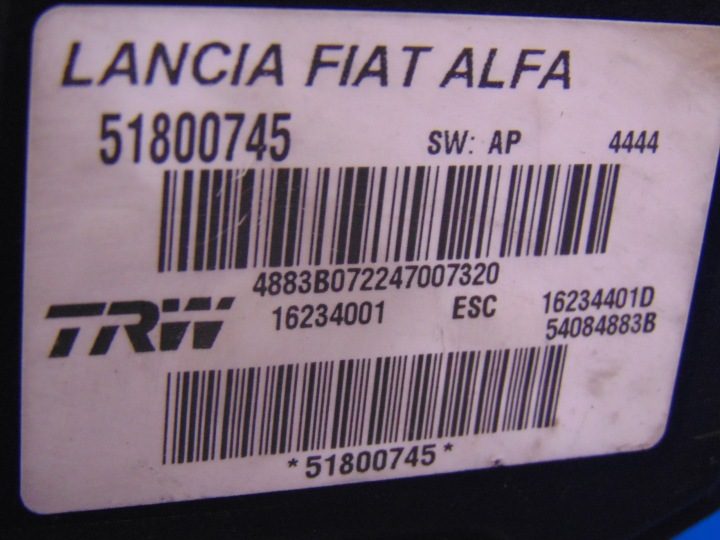 ALFA ROMEO 159 BRERA 1.9 2.4 НАСОС ABS 51800745, фото 2