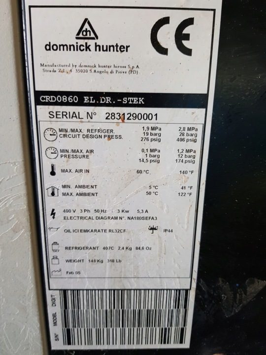 ОСУШИТЕЛЬ РЕФРИЖЕРАТОРНЫЙ DOMNICK HUNTER 14m3, фото 3