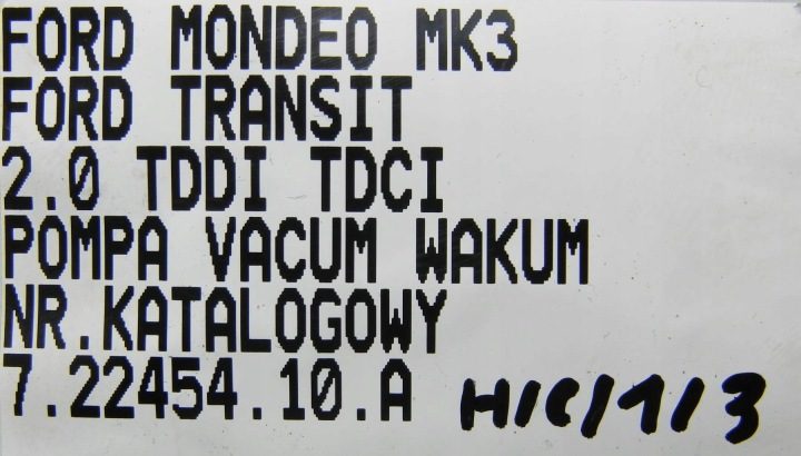 ВАКУУМНЫЙ НАСОС FORD TRANSIT MONDEO MK3 7.22454.10.A 72245410A, фото 4