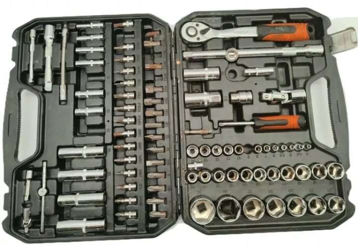 NEO TOOLS торцевые головки 94elementy 1/4 1/2 комплект инструментов кейс 10-062, фото 2
