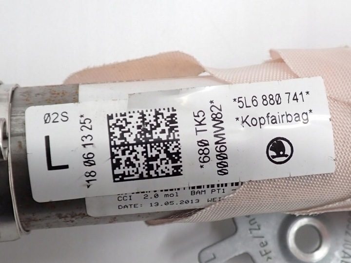 ШТОРКА AIRBAG БОКОВОЙ ЛЕВЫЙ ОРИГИНАЛ 5L6880741 SKODA YETI 5L 13 г., фото 4