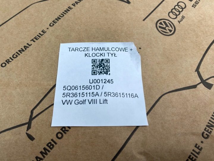 GD VW GOLF VIII ДИСКИ ТОРМОЗНЫЕ КОЛОДКИ ЗАДНИЕ 5Q0615601D ОРИГ. 5 л.с., фото 9