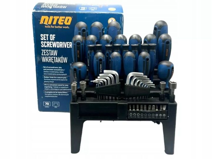 Комплект wkrętaków70 эл. NITEO подставка БИТЫ wkrętaki TORX шестигранник, фото 1