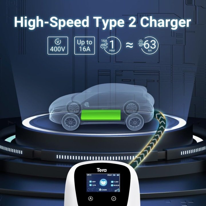 Tera EV W01 зарядное устройство автомобильное Smart App Wallbox 22 кВт 32A 7m Тип 2, фото 7