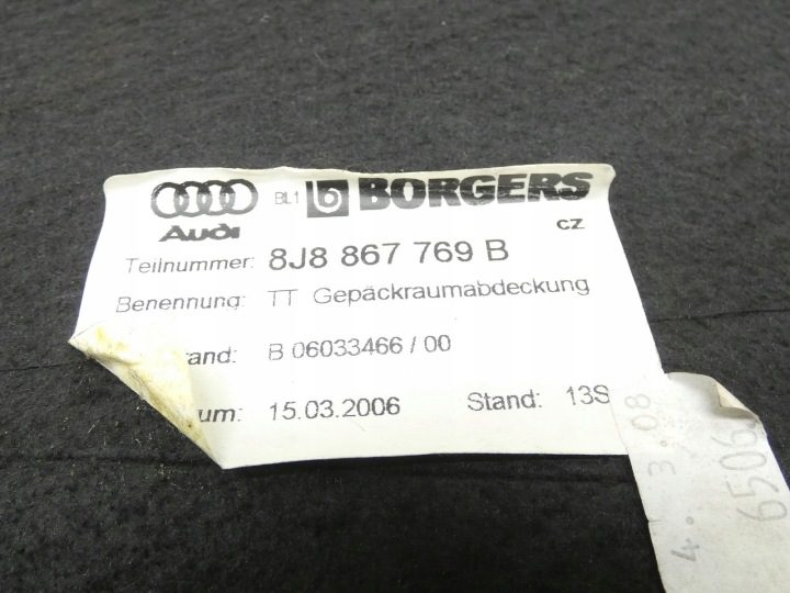 КОМПЛ. ПОЛКА ЗАЩИТА ЗАДНЯЯ БАГАЖНИКА AUDI TT 8J 8J8867769B, фото 4