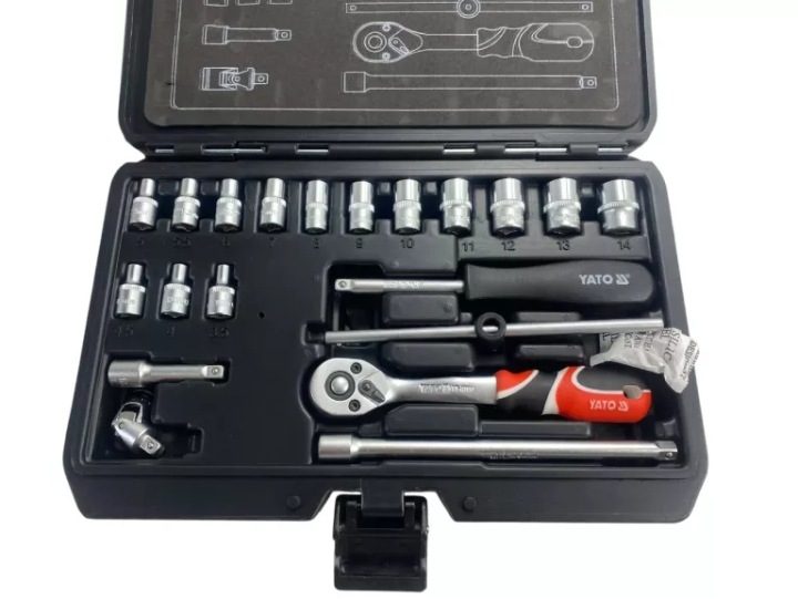 YATO КОМПЛЕКТ ИНСТРУМЕНТАЛЬНЫЙ ТОРЦЕВЫЕ ГОЛОВКИ С ТРЕЩОТКОЙ 1/4'' 20el, фото 2