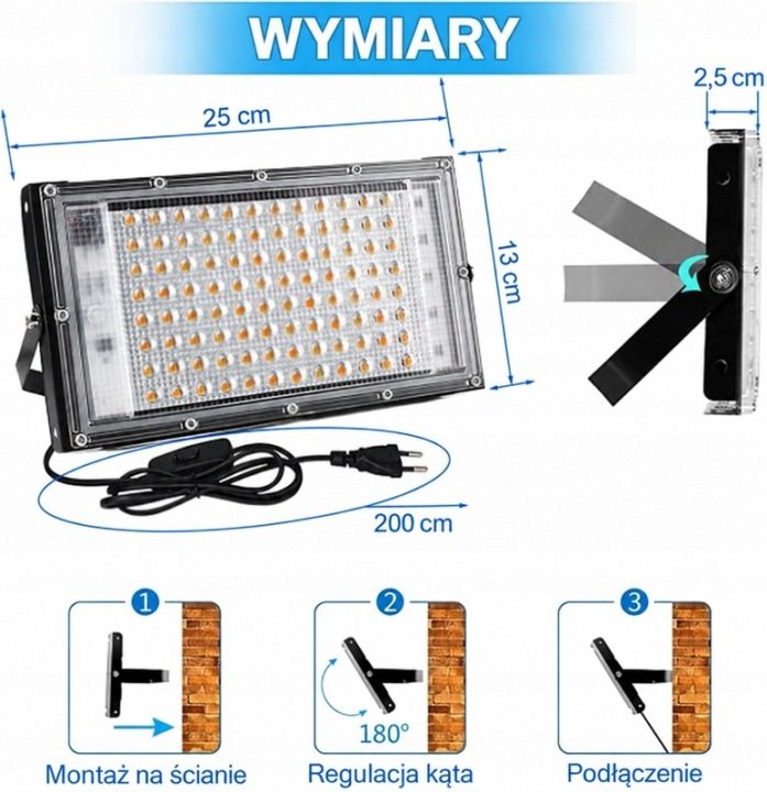 CREATESTAR LED Фара Наружная 100W 2 Шт. IP65 Kaltweiß, фото 3
