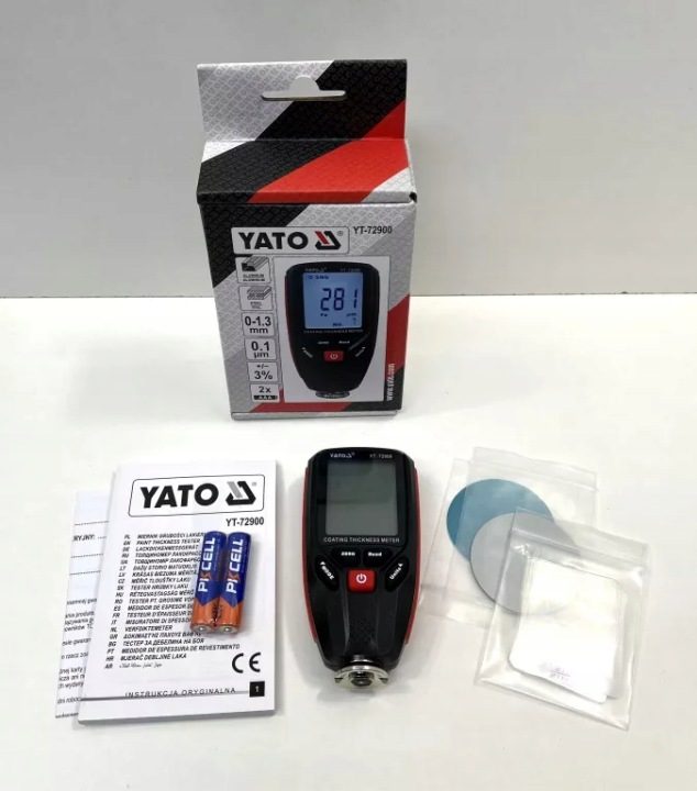 Измеритель толщины краски Yato с wbudowaną sondą 0-1,3 мм, фото 1