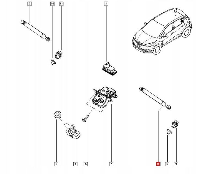 КОМПЛЕКТ ПРИВОДЫ ГАЗОВЫЕ УПОРЫ КРЫШКИ ЗАДНИЕ БАГАЖНИКА RENAULT CAPTUR I ДОРЕСТАЙЛИНГ, фото 9