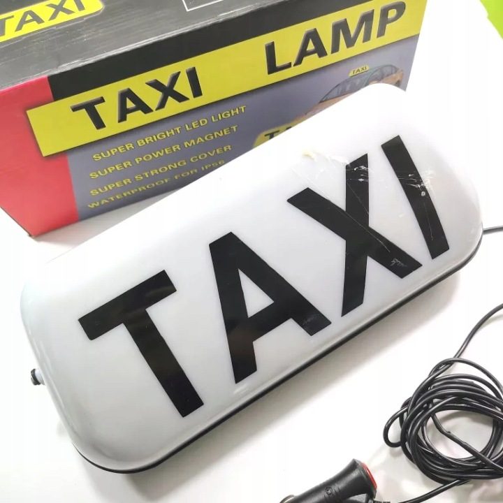 Проблесковый маячок taxi белый LED 35 см магнит разъем 3 м, фото 2