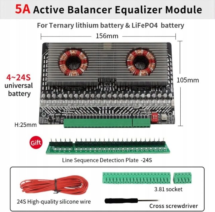 Balancer батареи SUNKKO BAL-524 4-24S 5A для ogniw Li-Ion и LiFePO4, фото 2