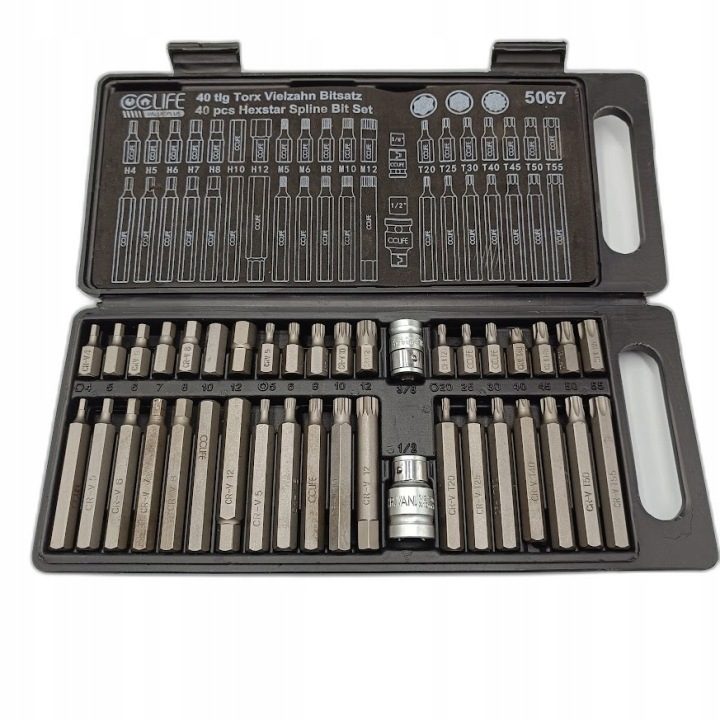 Комплект торцевых головок XZN бит Torx T20-T55 M5-M12 H4-H12, 40 шт., фото 2