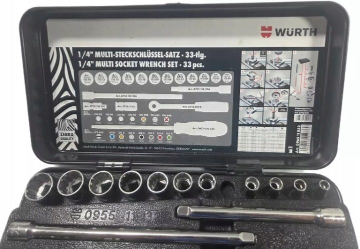 Wurth комплект торцевых головок wieloprofilowych 1/4″ мульти ребра 33 шт., фото 6