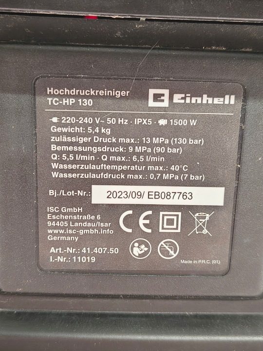 TC-HP 130 МОЙКА ВЫСОКОГО ДАВЛЕНИЯ EINHELL, фото 10