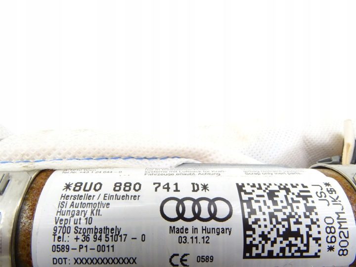 Шторка подушка безопасности левая боковая 8U0880741D Audi Q3 8U 11-18, фото 3