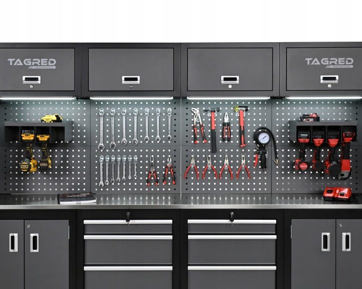 Подрамник инструментальный Tagred черный 8 ящиков сталь INOX с oświetleniem LED, фото 10