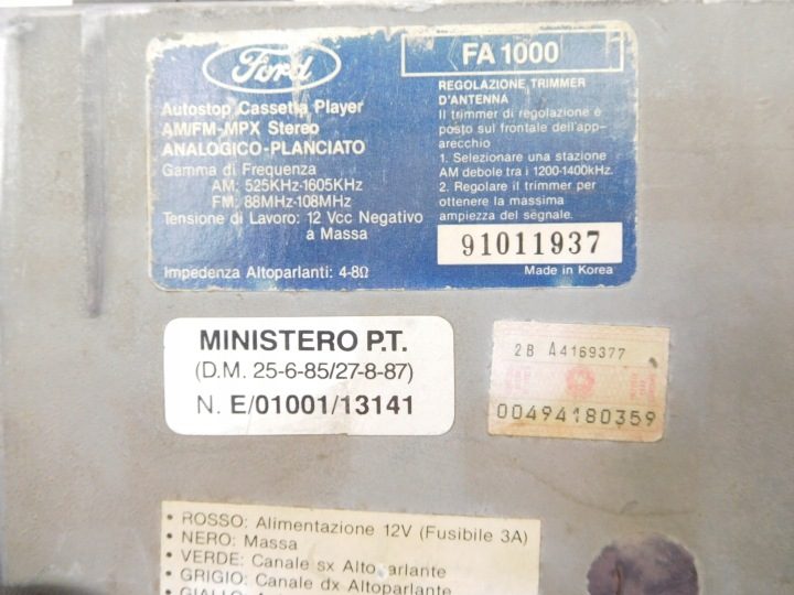 Магнитола FA1000 Ford OE 91011937, фото 7