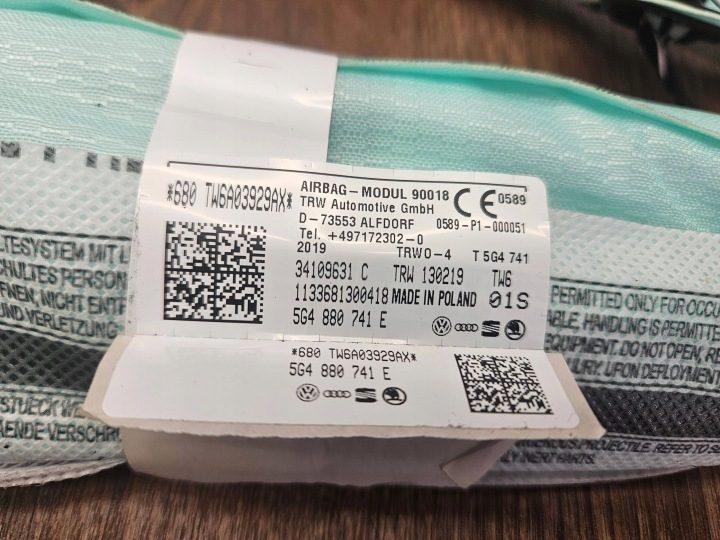 ШТОРКА БЕЗОПАСНОСТИ ЛЕВАЯ AIRBAG VW VOLKSWAGEN GOLF VII РЕСТАЙЛИНГ 5G0 5G4880741E, фото 7