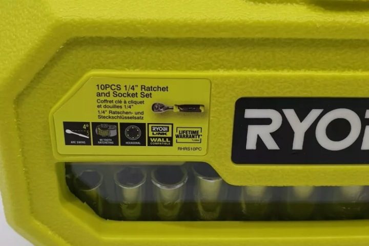 Комплект с kluczem grzechotkowym 10 элементов 1/4" Ryobi, фото 2