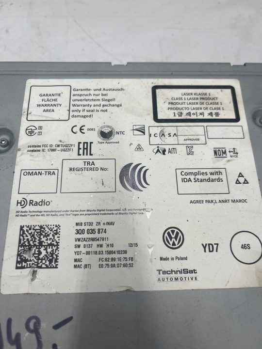 СЧИТЫВАТЕЛЬ 2X КАРТ SD НАВИГАЦИЯ MMI МУЛЬТИМЕДИА VW PASSAT B8 3Q0035874C, фото 3