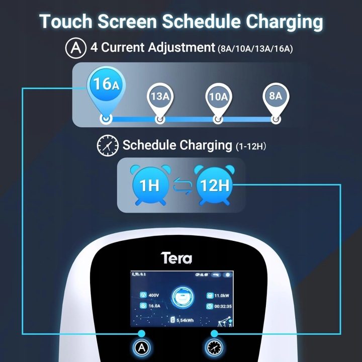Tera EV W01 зарядное устройство автомобильное Smart App Wallbox 22 кВт 32A 7m Тип 2, фото 6