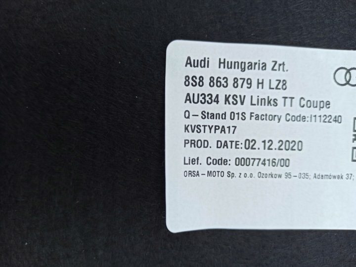 ОБШИВКИ ПОЛ БАГАЖНИКА KMP AUDI TT 8S 8S8861529, фото 9