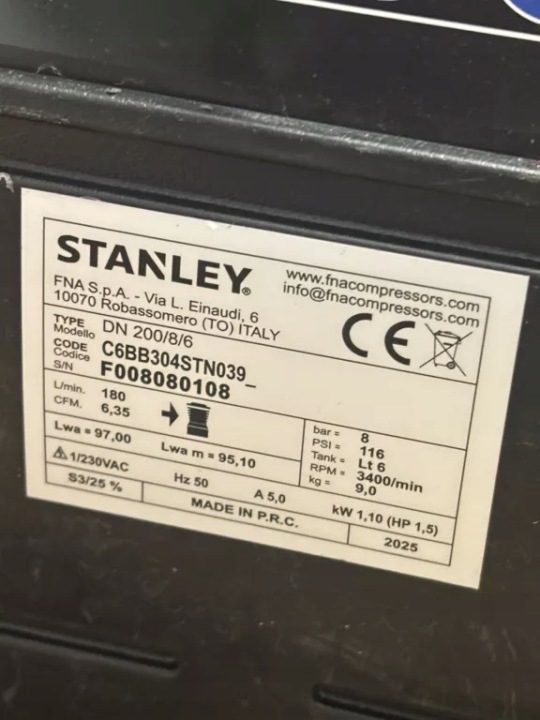 Компрессор безмасляный Stanley DN200/8/6 6 l 8 бар, фото 2