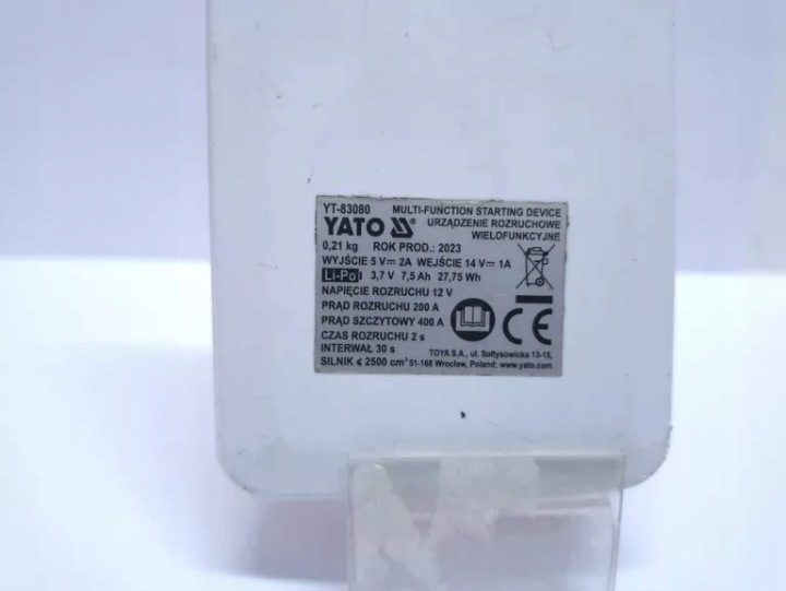 Устройство пусковое Yato YT-83080 7500 мАч, фото 4