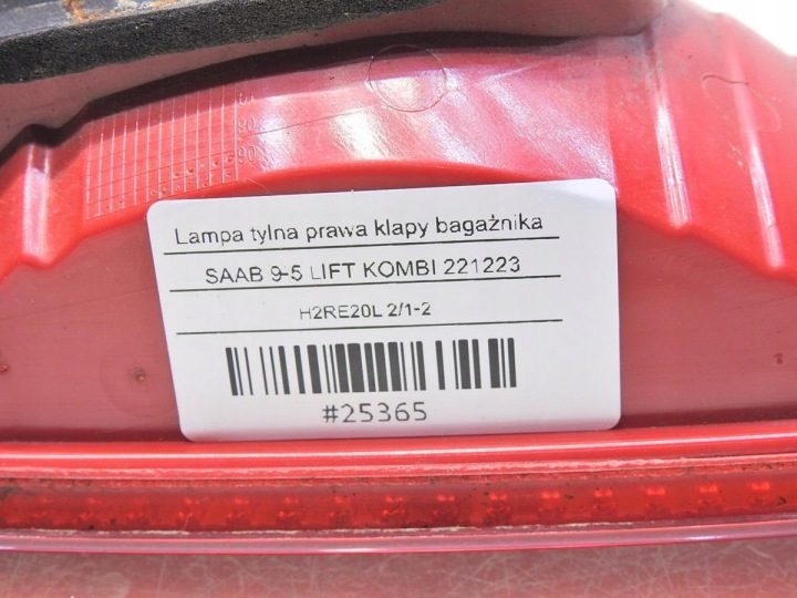 ФОНАРЬ ПРАВЫЙ ЗАДНИЙ КРЫШКИ SAAB 9-5 РЕСТАЙЛИНГ УНИВЕРСАЛ, фото 7