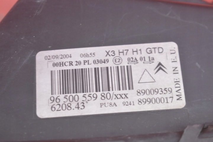 ФАРА ЛЕВАЯ ФАРА ПЕРЕДНЯЯ EU 9650055880 CITROEN C5 1 I РЕСТАЙЛИНГ 04-08, фото 5