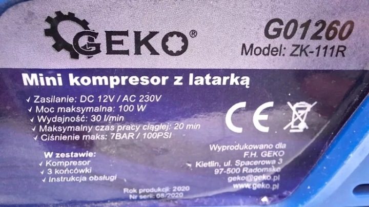 Компрессор безмасляный Geko G01260 1 l 7 бар, фото 4