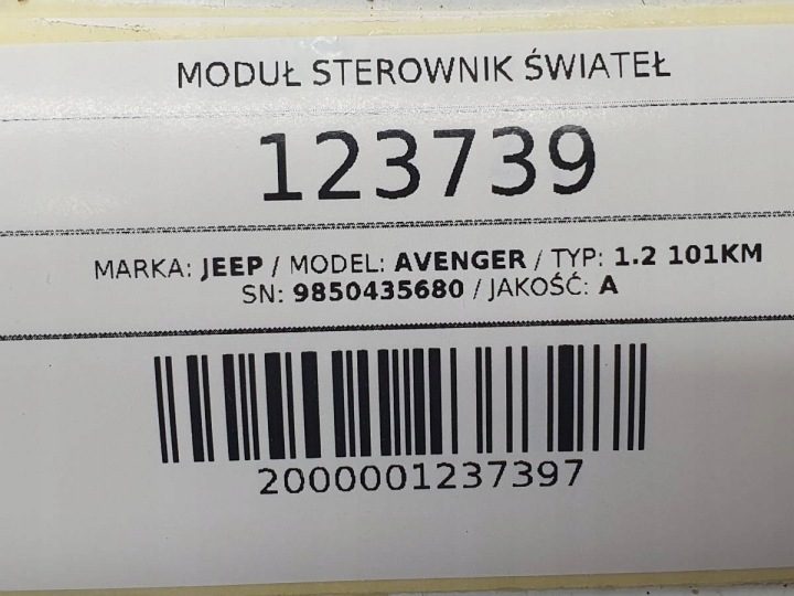 Блок управления света Jeep Avenger Peugeot 208 II Mokka B 9850435680, фото 5