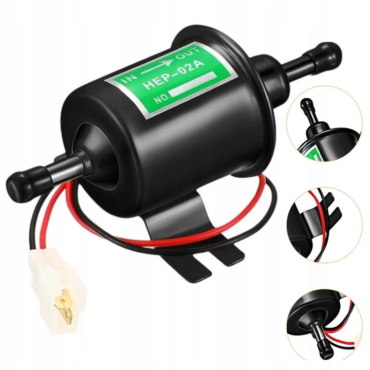 ЭЛЕКТРИЧЕСКИЙ PRZPŁYWOWA НАСОС ДЛЯ ТОПЛИВА HEP-02A 12V 3-6 PSI ЧЕРНЫЙ, фото 2