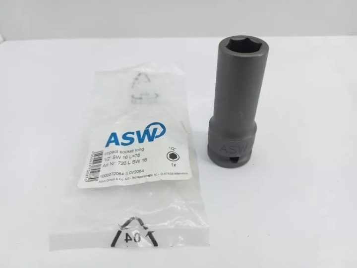 Ударный наконечник wymiennaklucza nasadowego, длинный 1/2" 16 мм ASW, фото 1