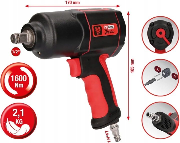 Отвертка ударная (zasil. pneumat.) KS TOOLS 515.1200 W458, фото 2