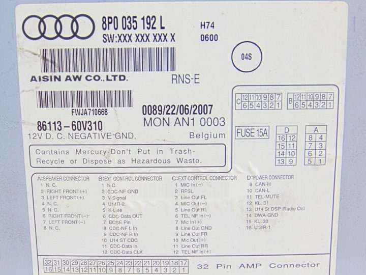 Магнитола навигация Audi A3 8P 04- 8P0035192L, фото 5