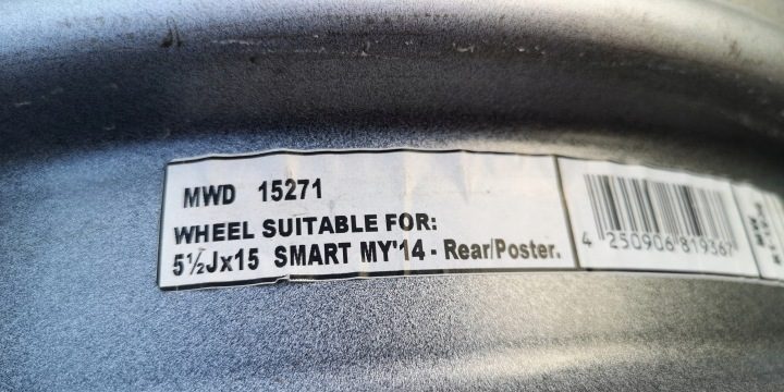 Штампованный диск MWD SMART FORTWO 451 / 453 5.5" x 15" 4x100 ET 42, фото 7