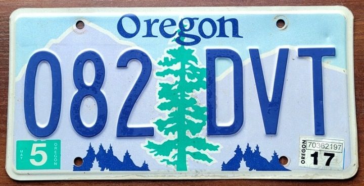 Oregon 1992 - табличка номерная с США, фото 2