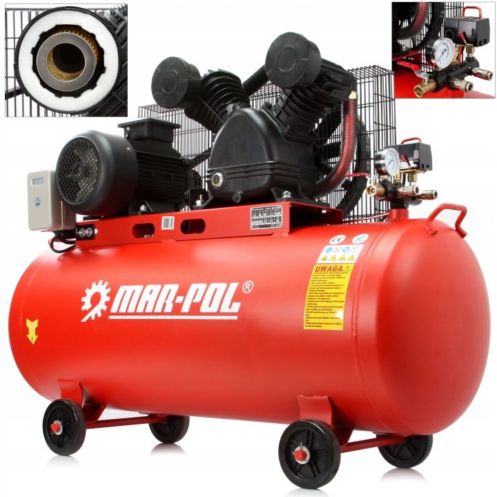 Компрессор масляный Mar-Pol 200 l 5,5 Л.С. 600 l/мин 12 бар, фото 1