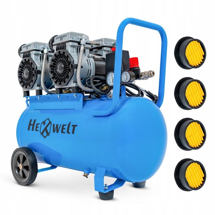 Компрессор безмасляный 50L 8 бар 4 поршни компрессор воздуха 4T HEXWELT, фото 1