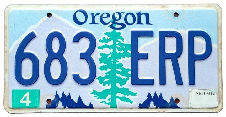 Oregon 1992 - табличка номерная с США, фото 1
