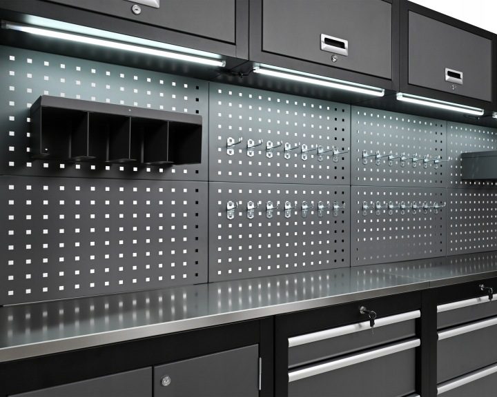 Подрамник инструментальный Tagred черный 8 ящиков сталь INOX с oświetleniem LED, фото 8
