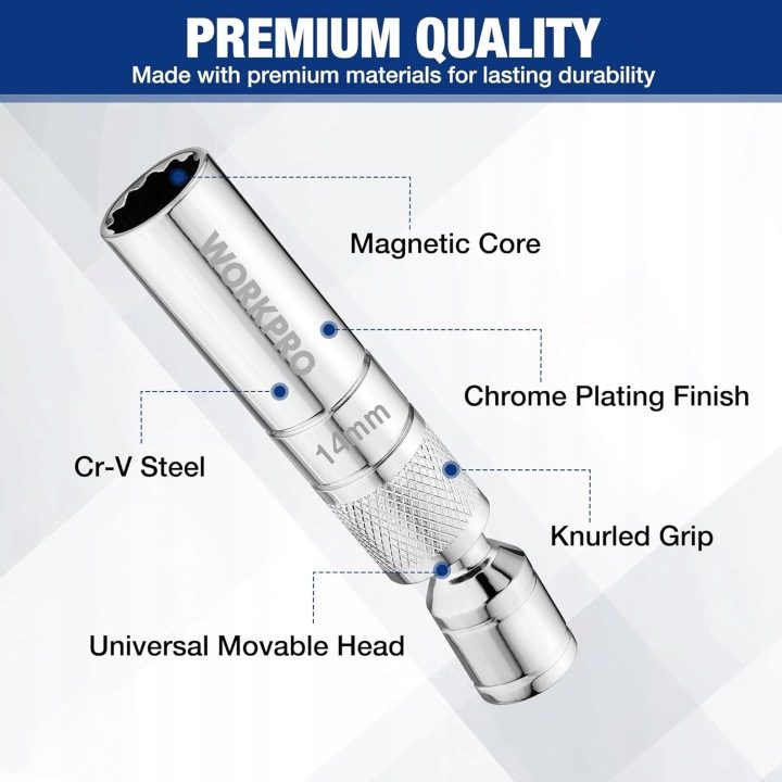 Насадка для свечей зажигания Falcon 14 мм 3/8" магнитная с przegubem, фото 3