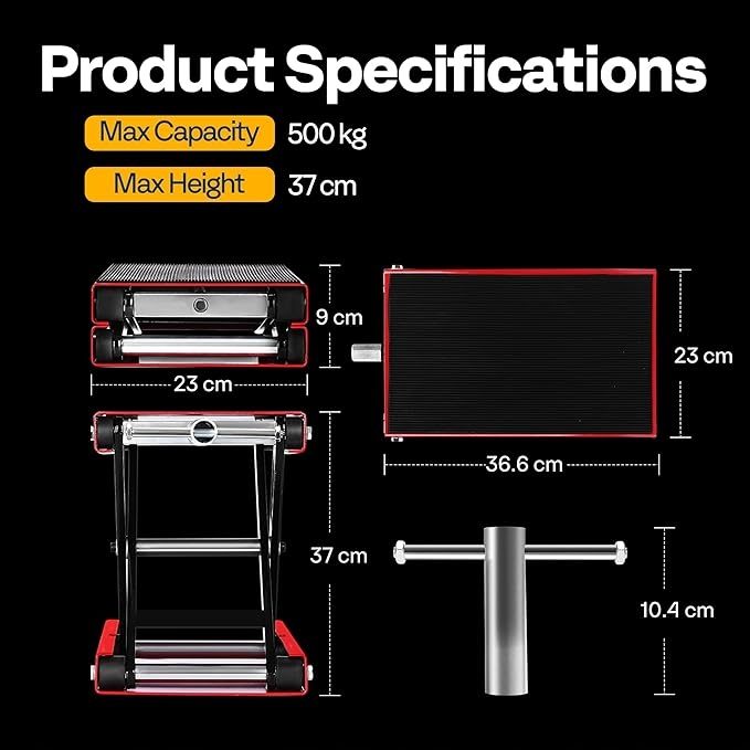 VIVOHOME 500 кг стальной домкрат мотоциклетный с szeroką podstawą, фото 3