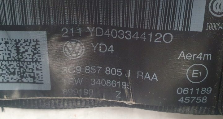 Ремень Левый задний 3C9857805 Passat B7 13 г. Универсал, фото 2