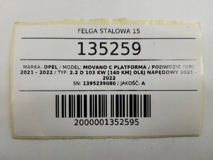 Штампованный диск Opel OE 6.0" x 15" 5x118 ET 68, фото 8