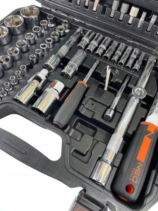 Торцевые головки 110 элементов 1/2", 1/4" Кейс NEO TOOLS, фото 3