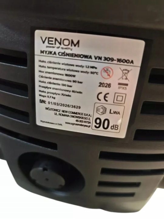 Мойка высокого давления Venom 130 бар 1600 Вт, фото 7