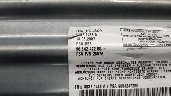Подушка пассажира Citroen OE 9654247280, фото 7